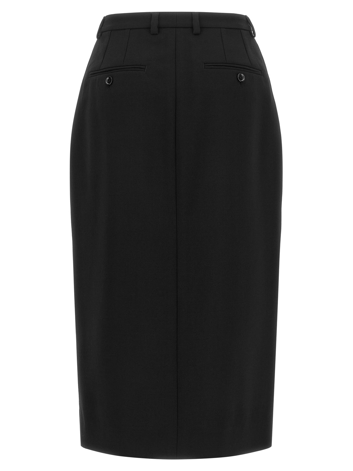 Dolce & Gabbana Black Virgin Wool Midi Skirt - Timeless Elegance