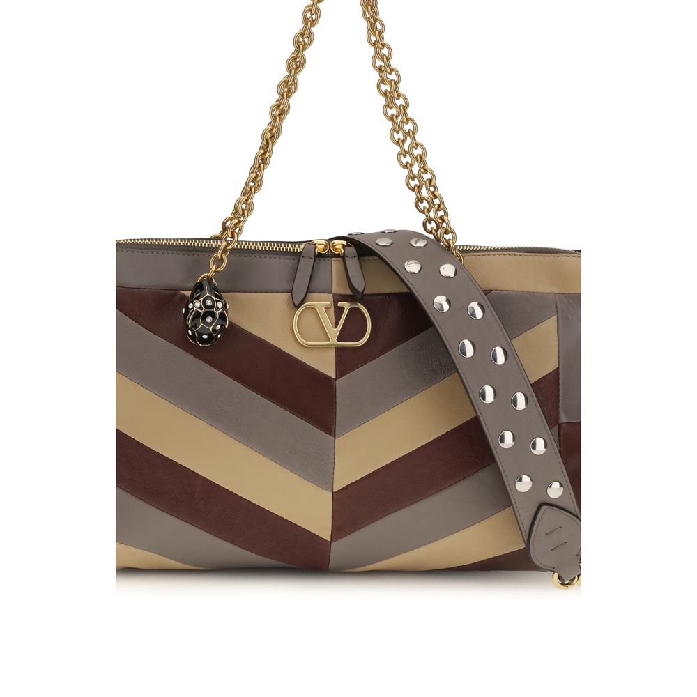 Valentino Garavani Panthea Chevron Shoulder Bag - Luxe Napa Leather