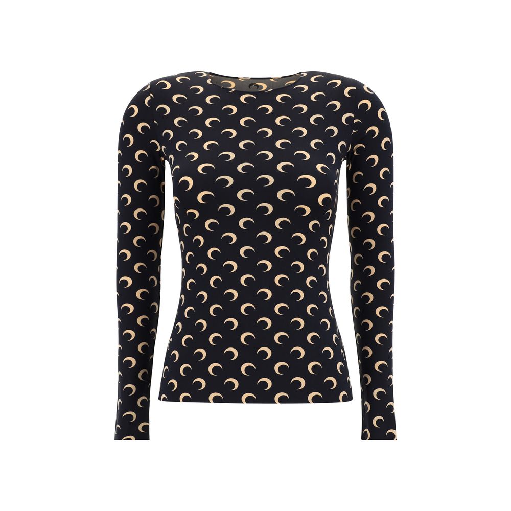 Marine Serre Black Long Sleeve T-Shirt - Timeless Luxury Fit