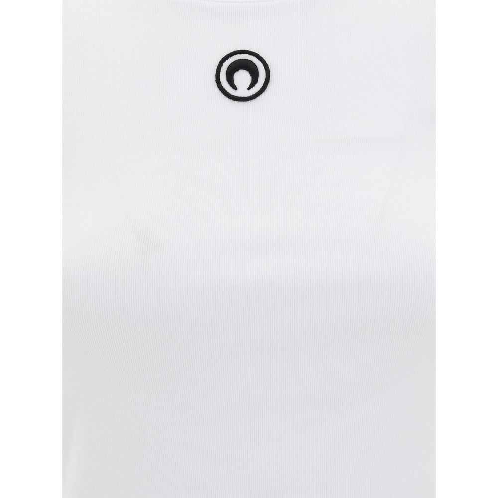 Marine Serre White Cotton T-Shirt - Modern Elegance Redefined
