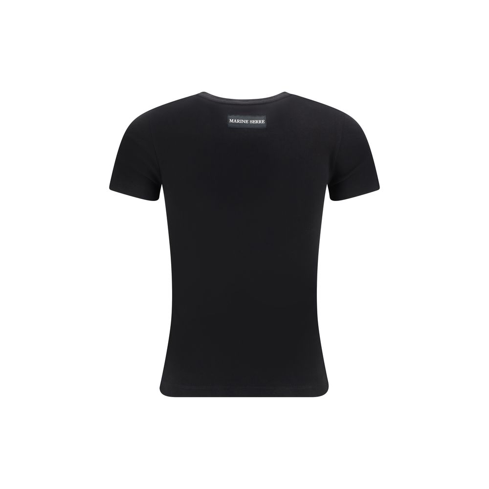 Marine Serre Black Cotton T-Shirt - Timeless Luxury Redefined
