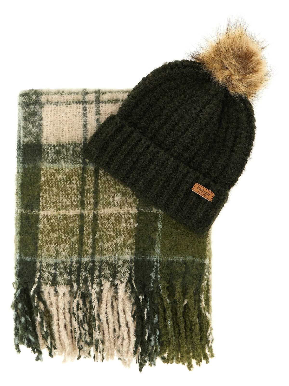 Barbour Multicolor Beanie and Scarf Set - Luxe Winter Elegance