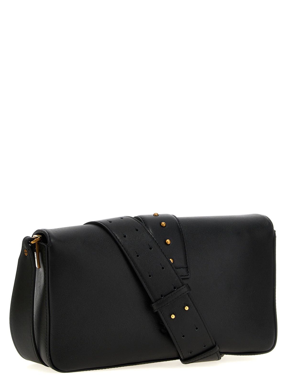PINKO Love Slouchy Classic Black Calfskin Shoulder Bag