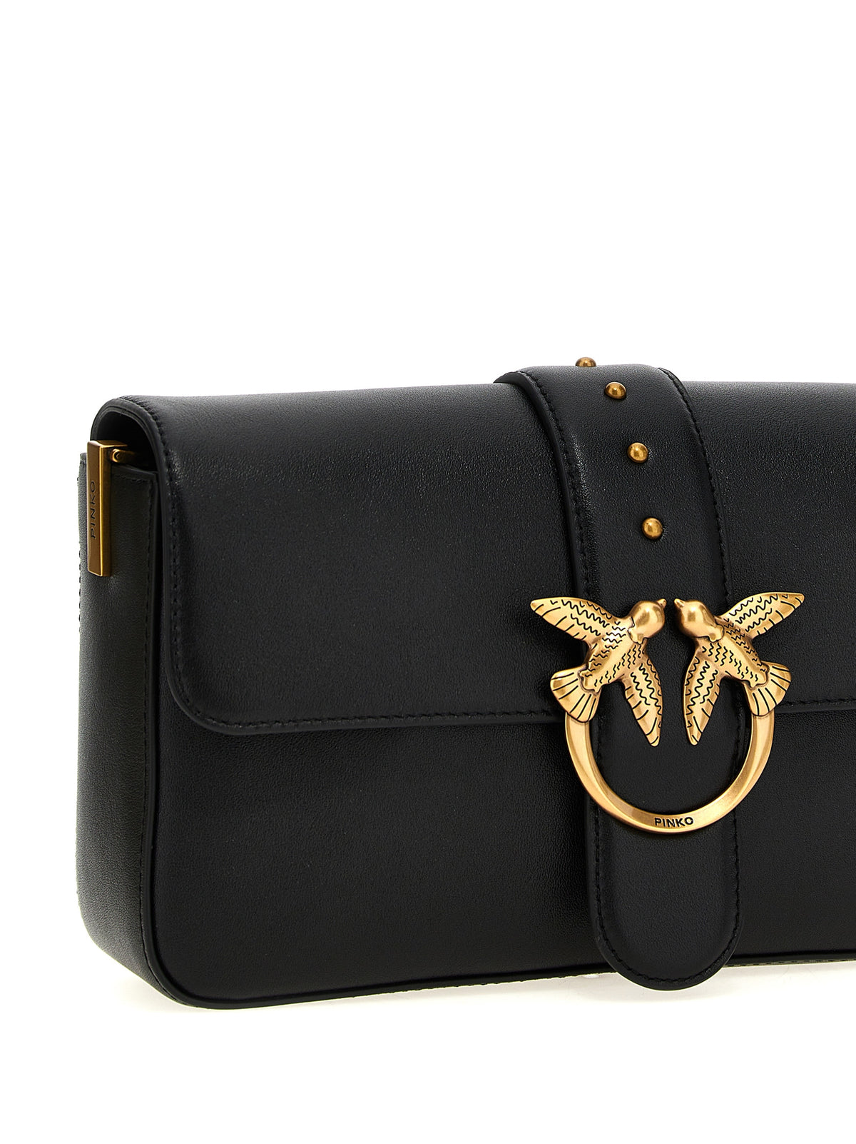 PINKO Love Slouchy Classic Black Calfskin Shoulder Bag