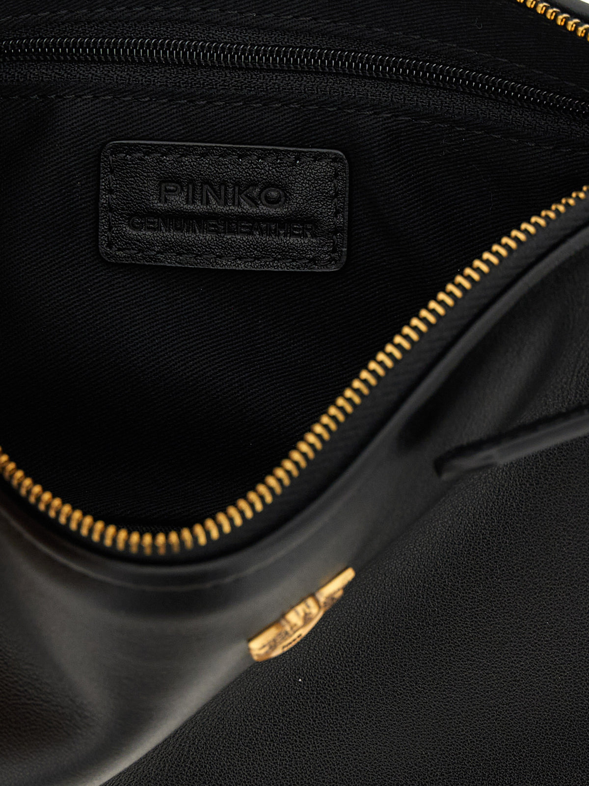 PINKO Half Moon Black Goatskin Crossbody Bag - Timeless Luxury