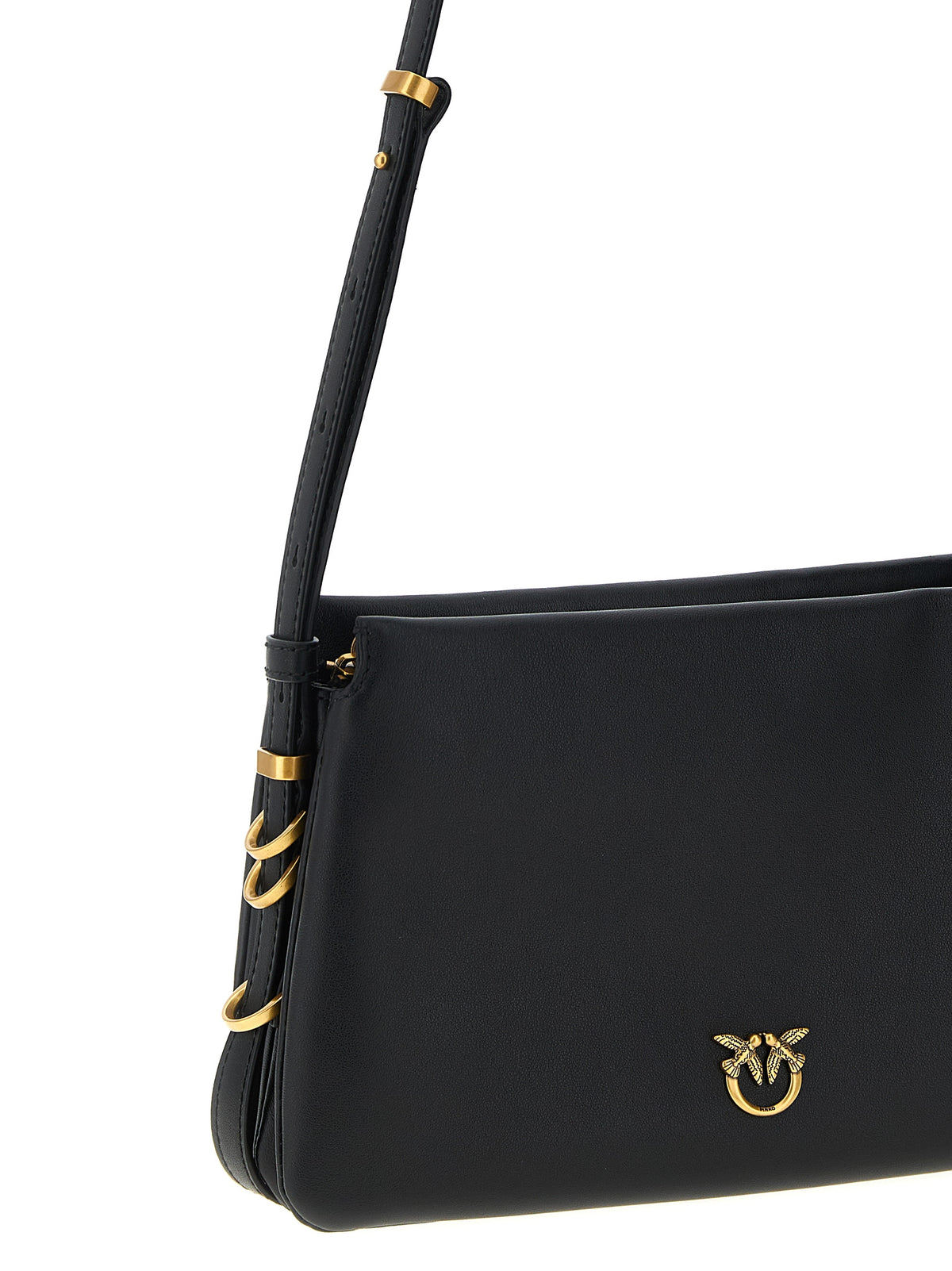 PINKO Triplet Black Calfskin Crossbody Bag - Edgy Luxury Statement