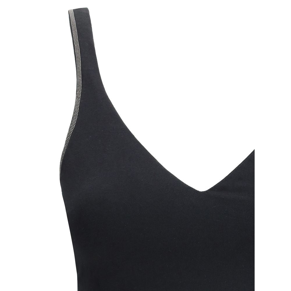 Brunello Cucinelli Black Cotton Sleeveless T-Shirt - Luxury Essential