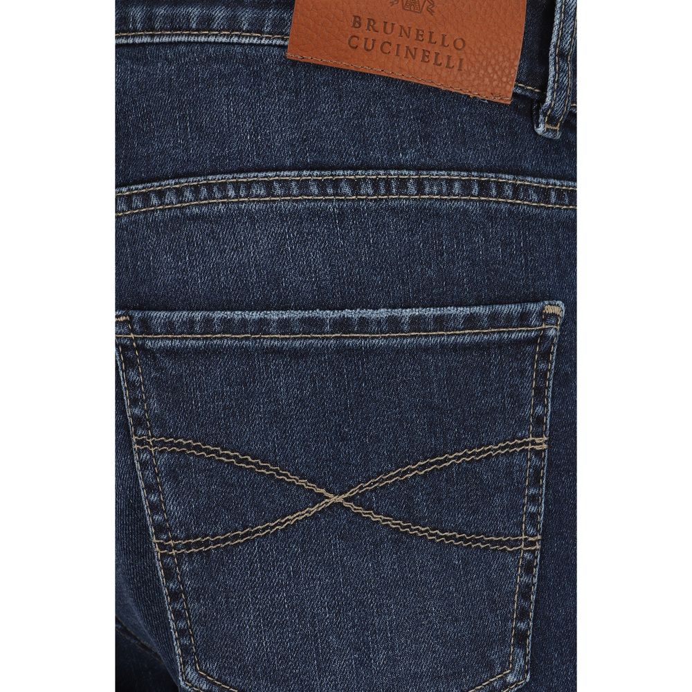 Brunello Cucinelli Blue Cotton Straight-Leg Jeans for Timeless Elegance