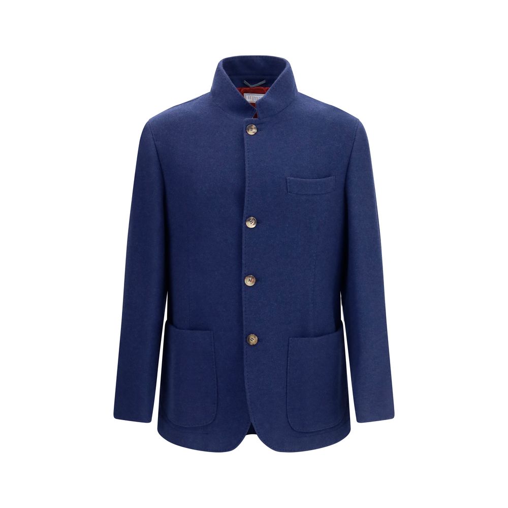 Brunello Cucinelli Blue Cashmere Full-Length Jacket - Timeless Luxury