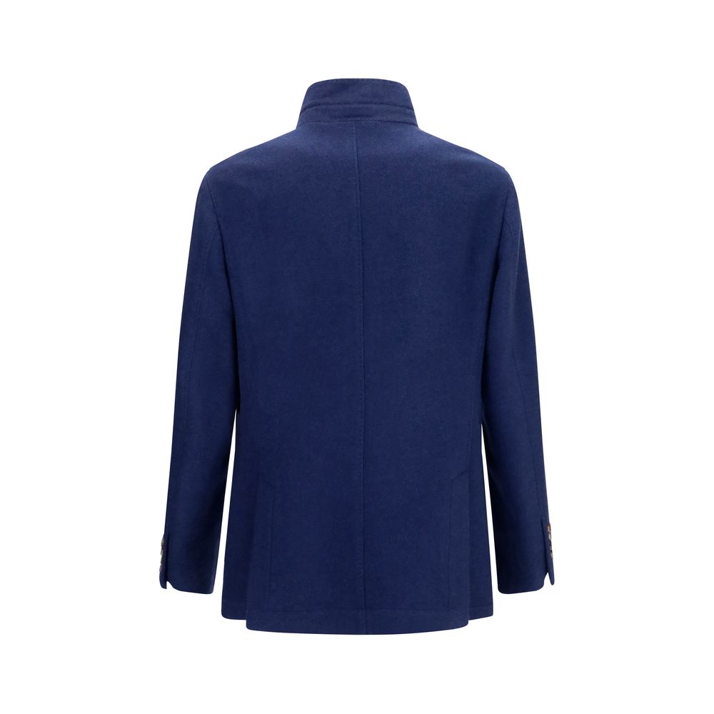Brunello Cucinelli Blue Cashmere Full-Length Jacket - Timeless Luxury