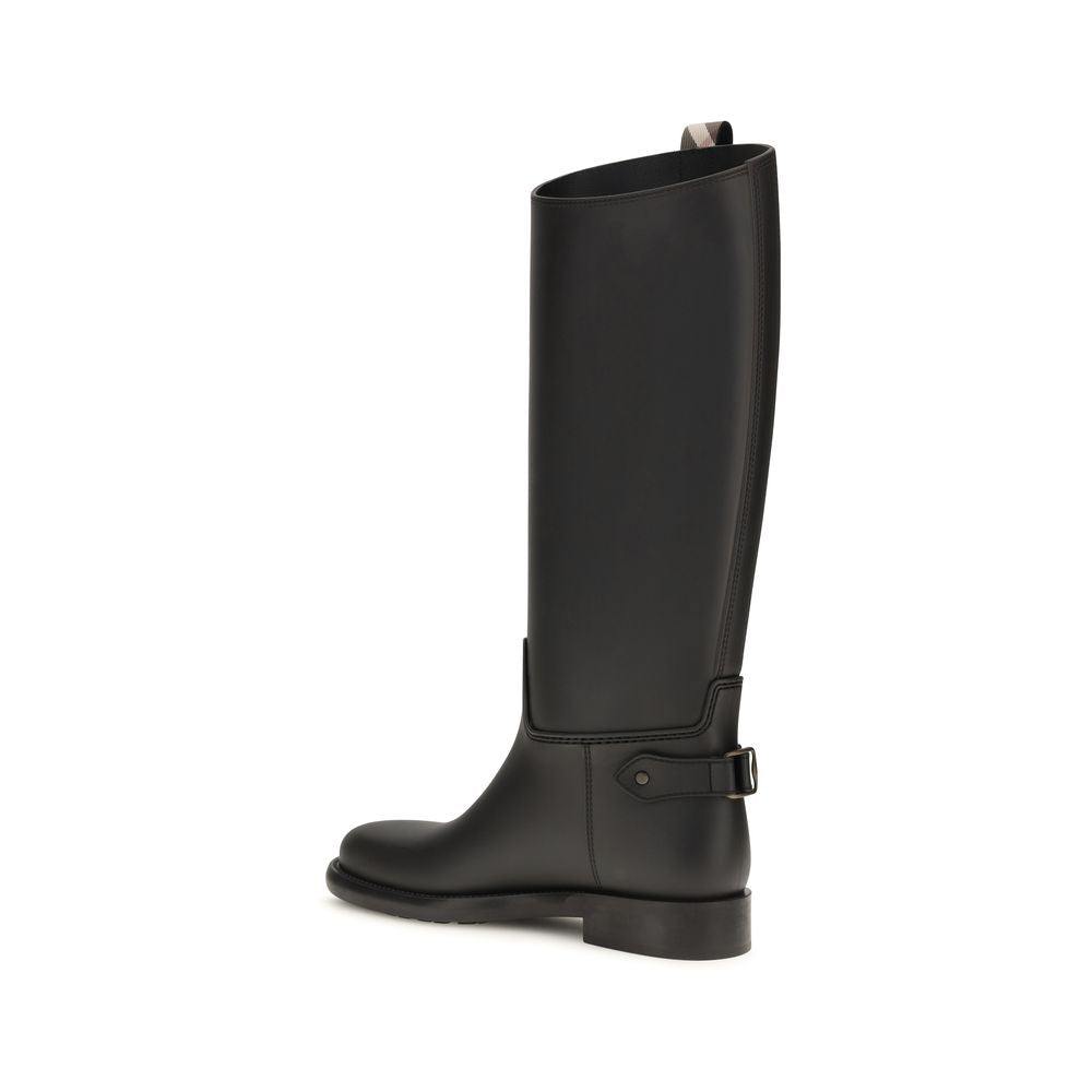 Experience the exquisite elegance of Burberry Black Polyurethane Rain Boots, where impeccable craftsmanship meets timeless luxury, perfect for any discerning wardrobe.