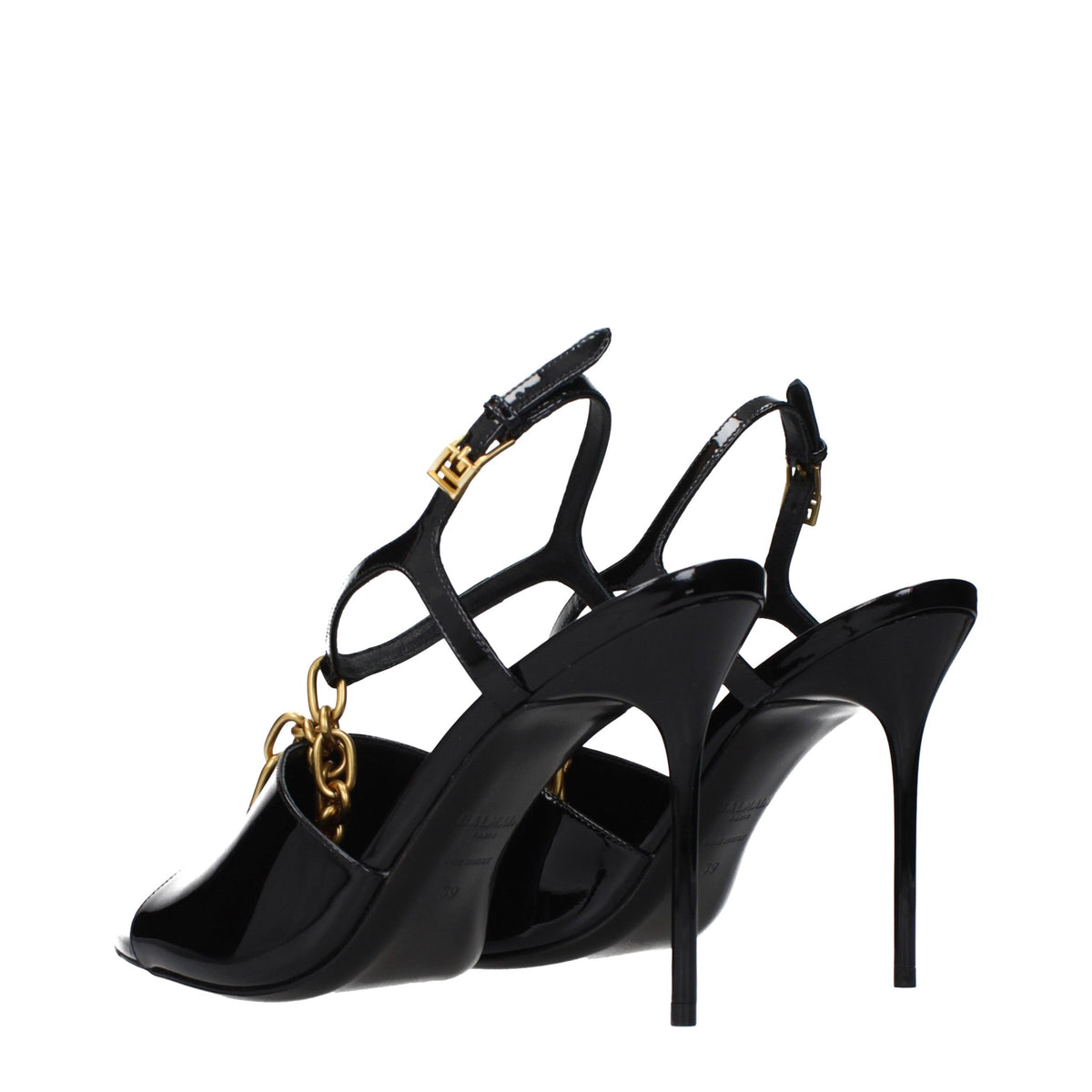 Balmain Black Leather Stiletto Heel Sandals - Exquisite Luxury