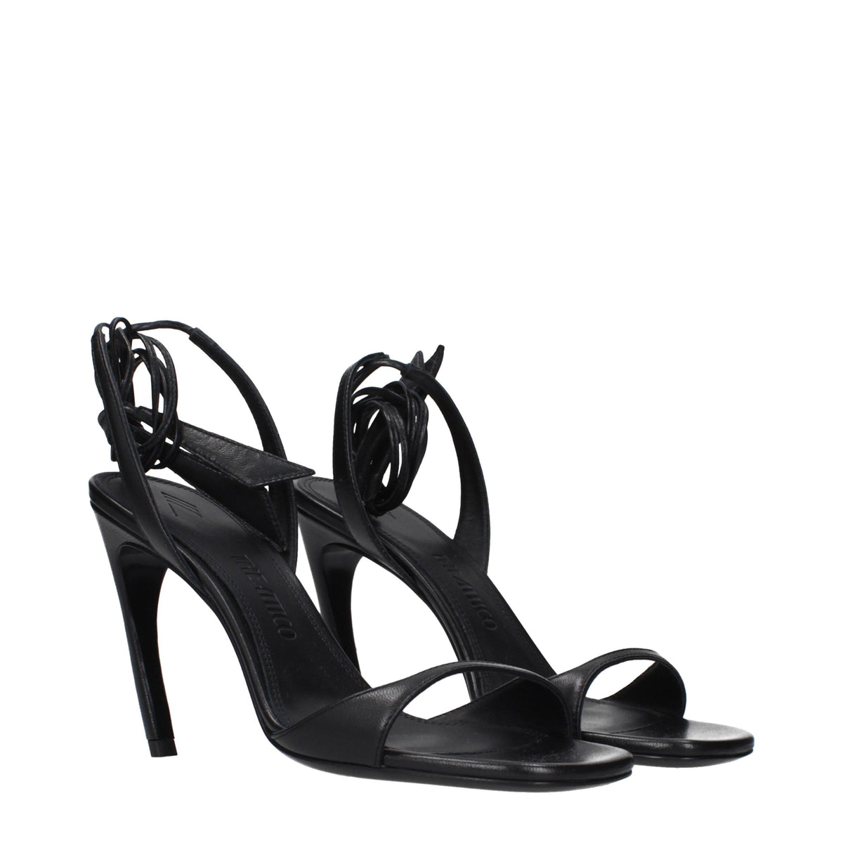 The Attico Black Leather Stiletto Heel Sandals - Luxury Footwear