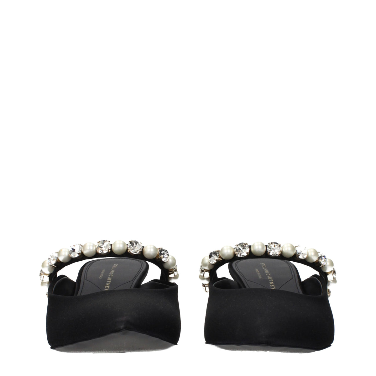 Stella McCartney Black Satin Stiletto Heel Sandals - Luxury Elegance