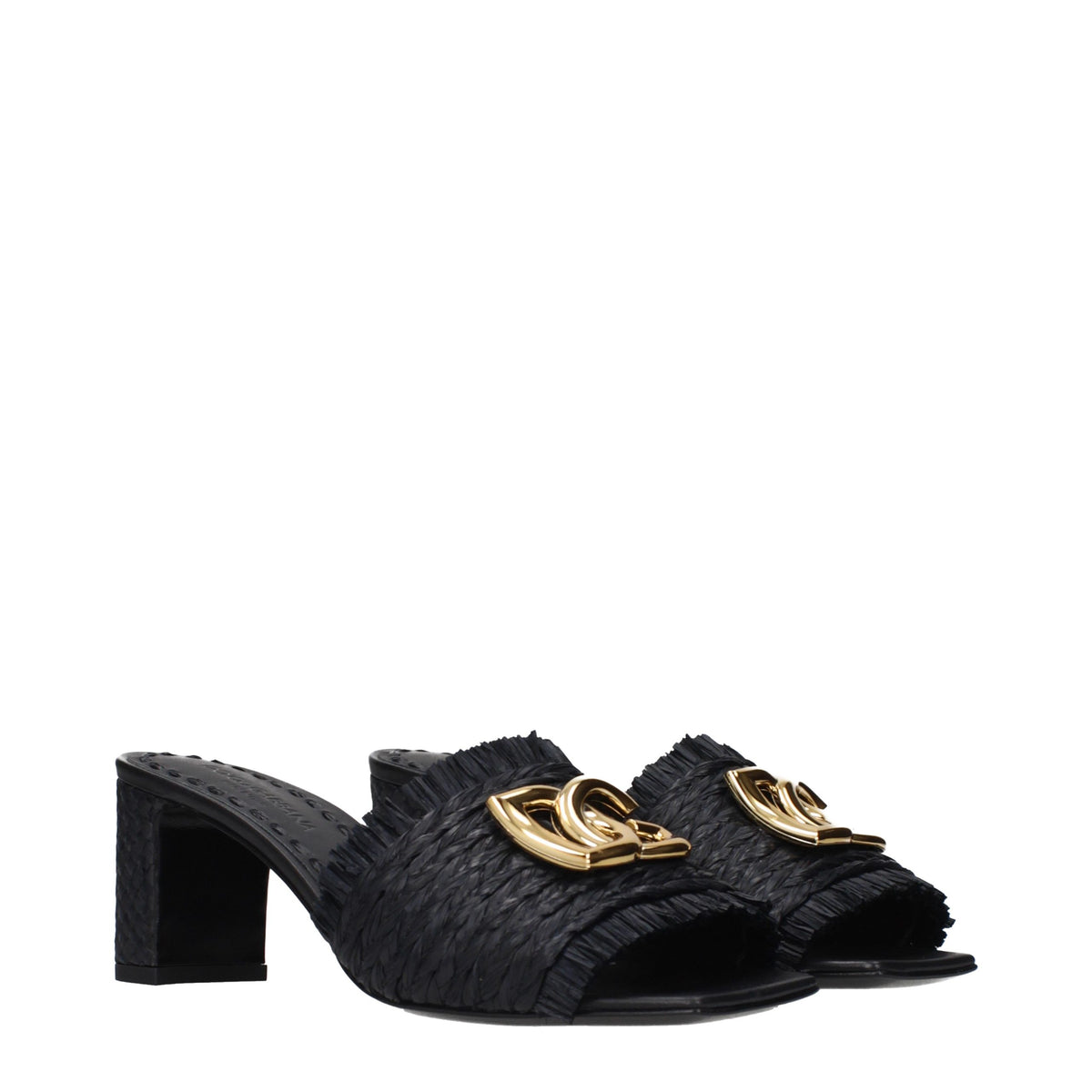 Dolce & Gabbana Black Raffia Platform Sandals for Timeless Elegance