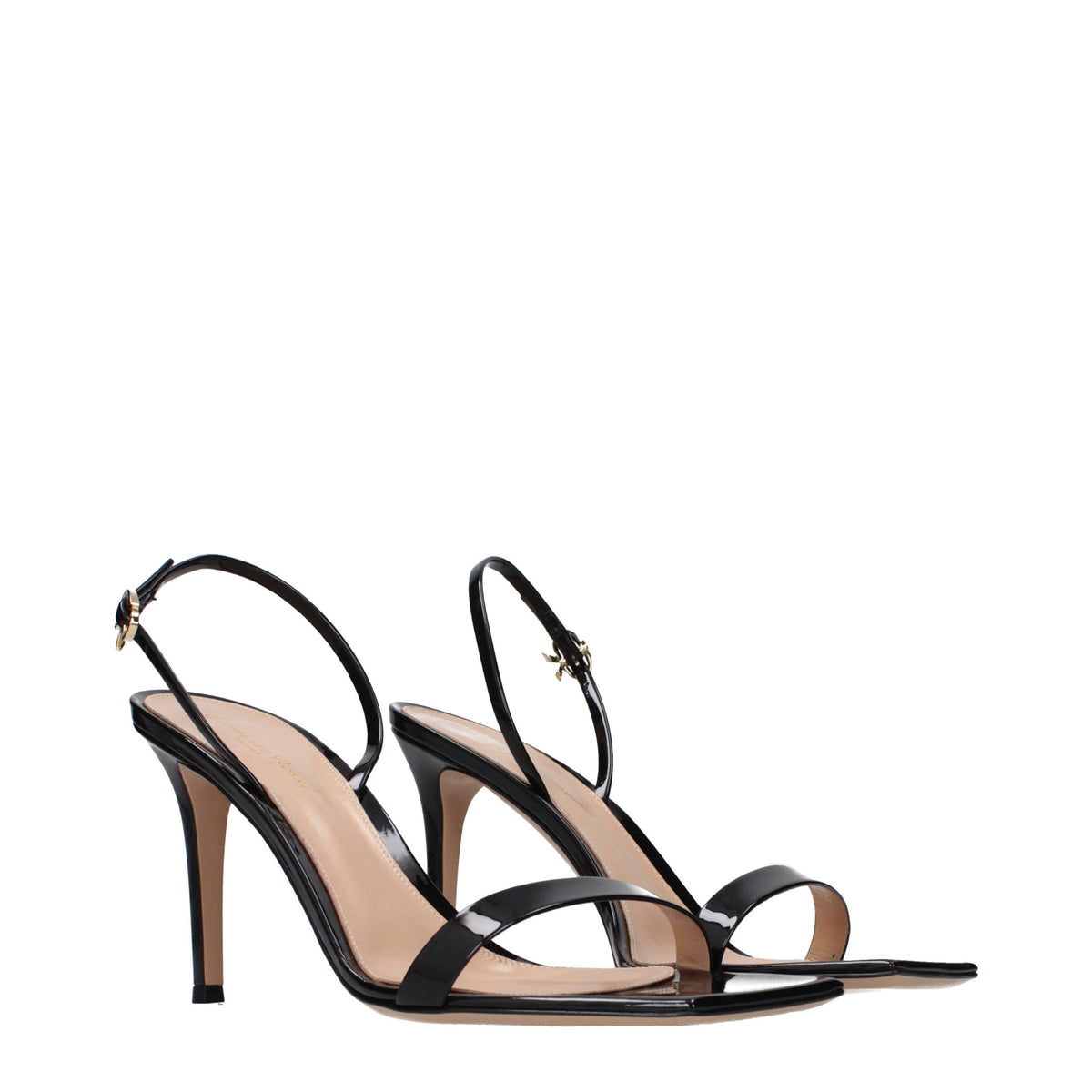 Gianvito Rossi Black Leather Stiletto Heel Sandals - Timeless Elegance
