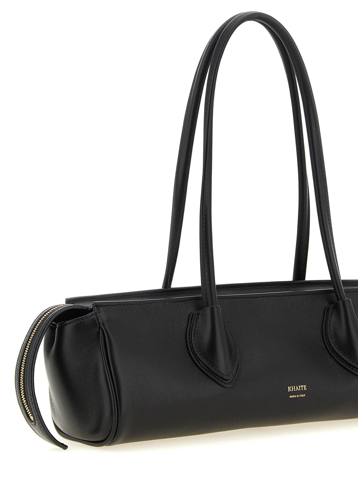 Experience the epitome of elegance with the Khaite Black Lamb Leather Shoulder Bag, a timeless piece crafted from luxurious nappa leather, perfect for the discerning individual.