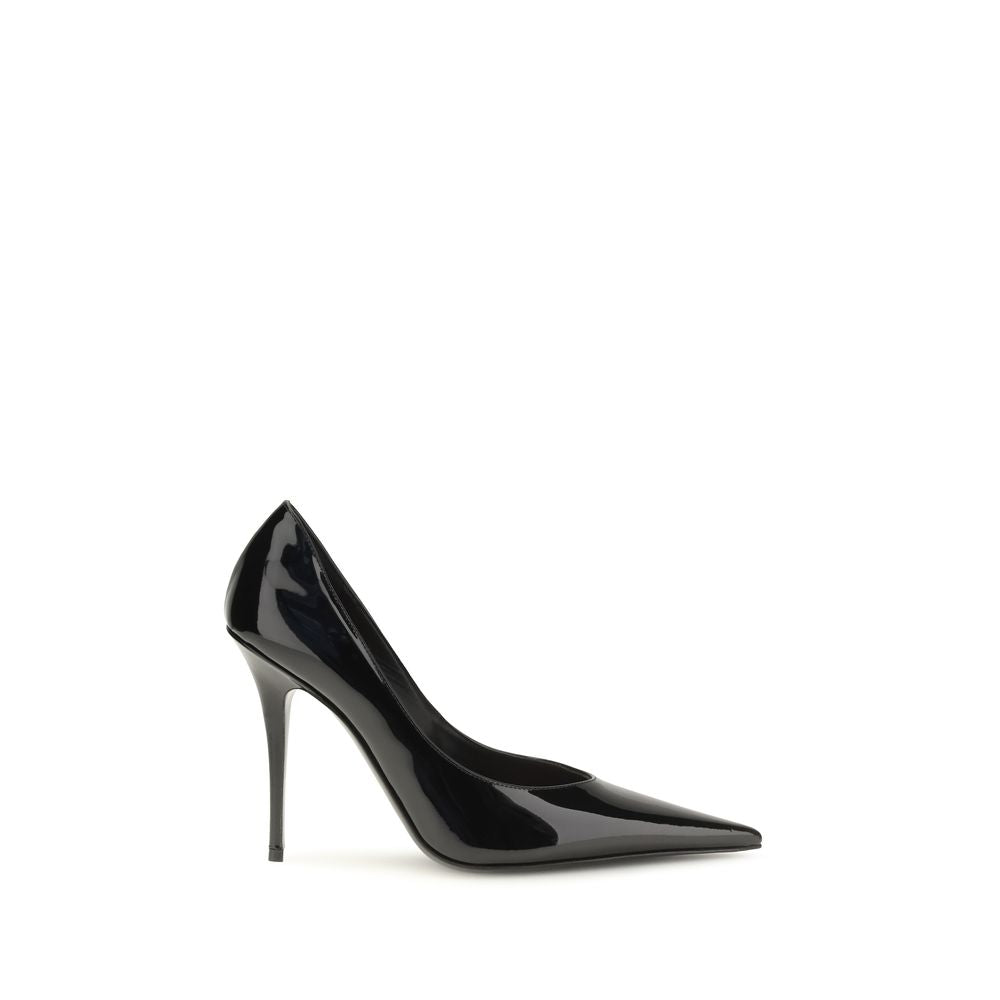 Amina Muaddi Black Calf Leather High Heel Pumps for Elegance