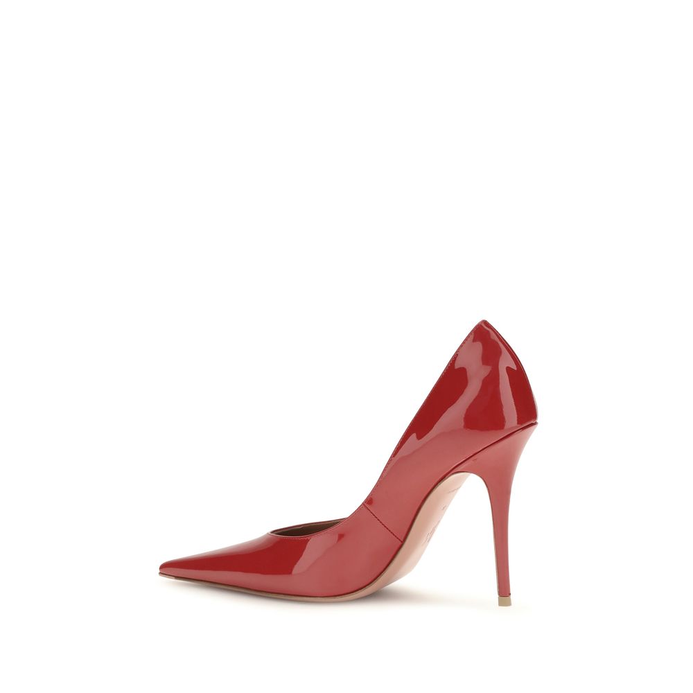 Amina Muaddi Red Calf Leather High Heel Pumps - Timeless Elegance
