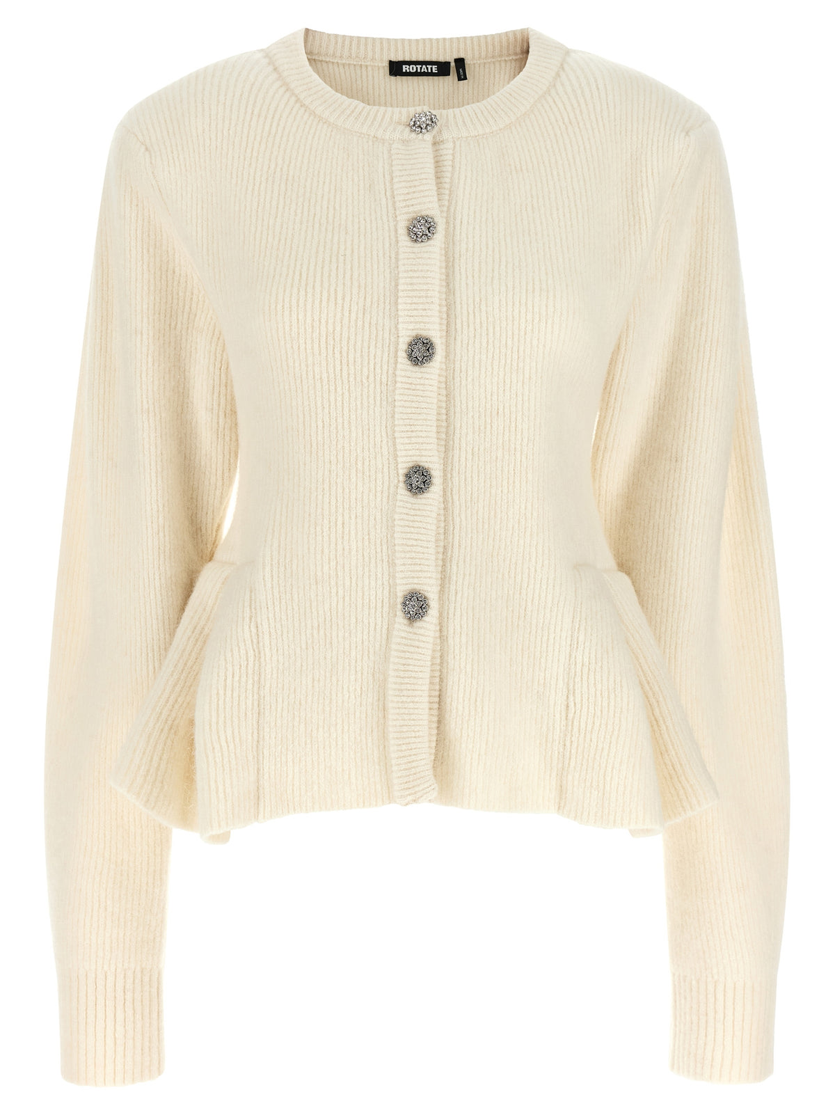 ROTATE BIRGER CHRISTENSEN White Wool Cardigan - Luxe Elegance