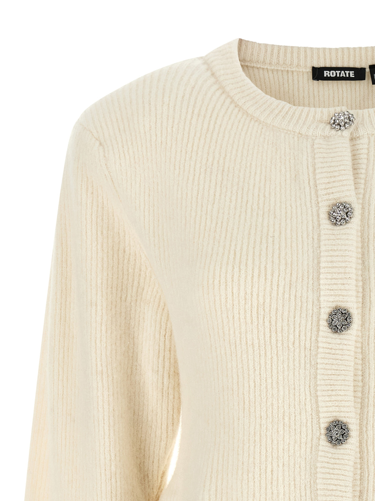 ROTATE BIRGER CHRISTENSEN White Wool Cardigan - Luxe Elegance
