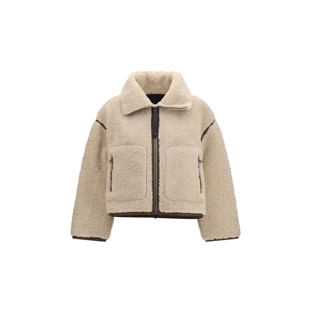 Elevate your elegance with the PINKO Beige Polyester Full-Length Jacket, a luxurious eco shearling masterpiece designed for the discerning individual seeking timeless sophistication.