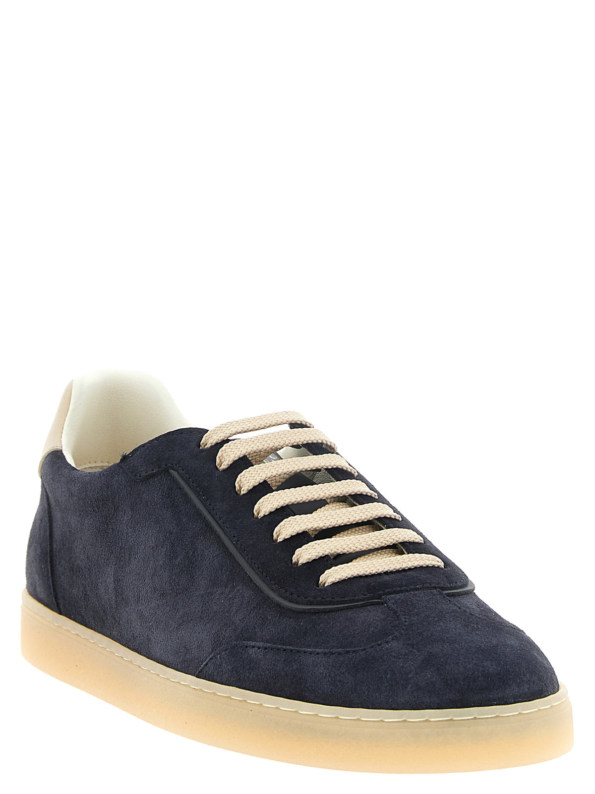 Indulge in the exquisite Brunello Cucinelli Blue Calfskin Low Top Sneakers, where luxurious suede meets refined Italian craftsmanship for a sophisticated everyday elegance.