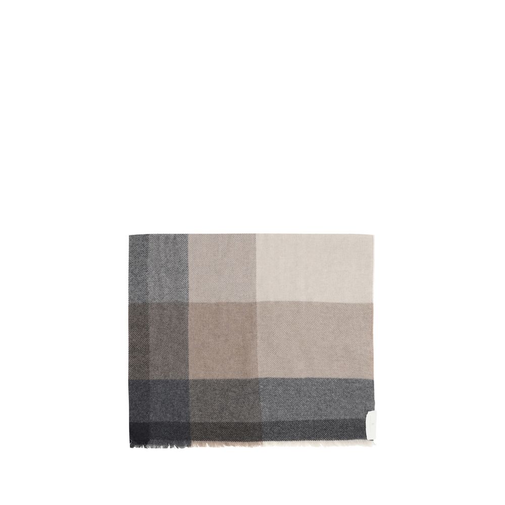 Indulge in the exquisite Brunello Cucinelli Multicolor Wool Scarf, a harmonious blend of wool and cashmere, embodying timeless elegance and unparalleled craftsmanship for discerning tastes.