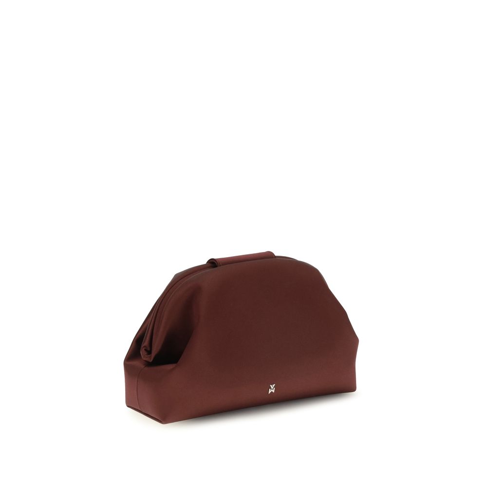 Indulge in the Amina Muaddi Bordeaux Satin Shoulder Bag, a luxurious silk satin masterpiece from AW26, embodying exquisite craftsmanship and timeless elegance for discerning tastes.