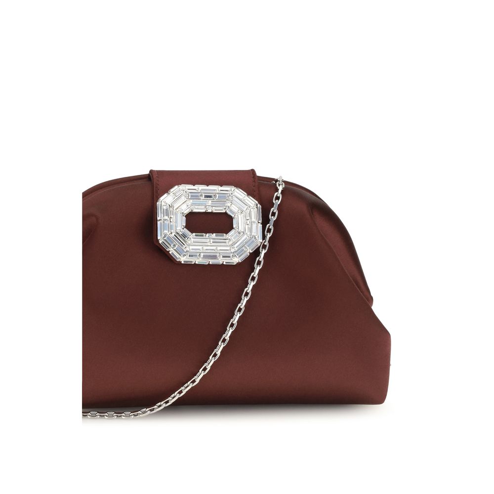 Indulge in the Amina Muaddi Bordeaux Satin Shoulder Bag, a masterpiece of silk satin and exquisite craftsmanship, perfect for elevating your elegant ensemble.