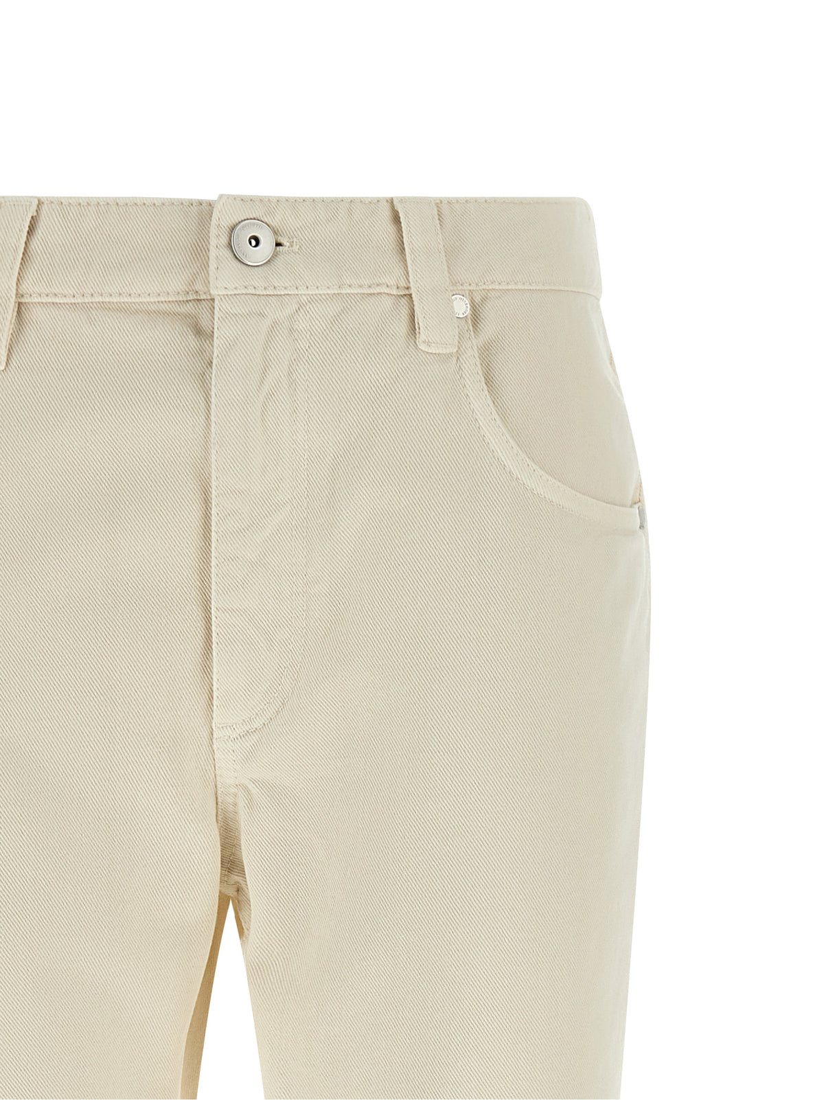 Elevate your wardrobe with Brunello Cucinelli's Beige Cotton Straight-Leg Jeans, where impeccable craftsmanship meets timeless elegance, perfect for the discerning individual.