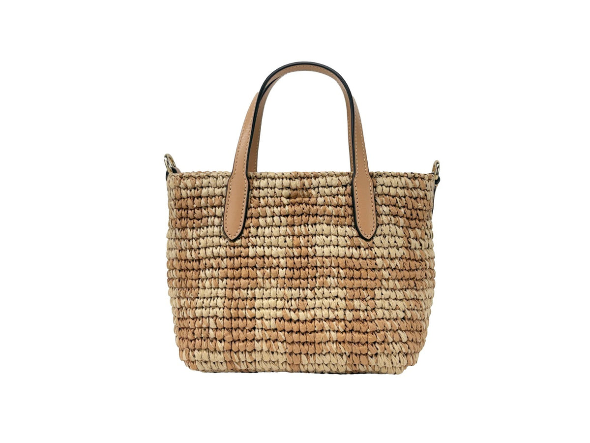 COACH Coach Mini City Gingham Straw Tote Crossbody Bag