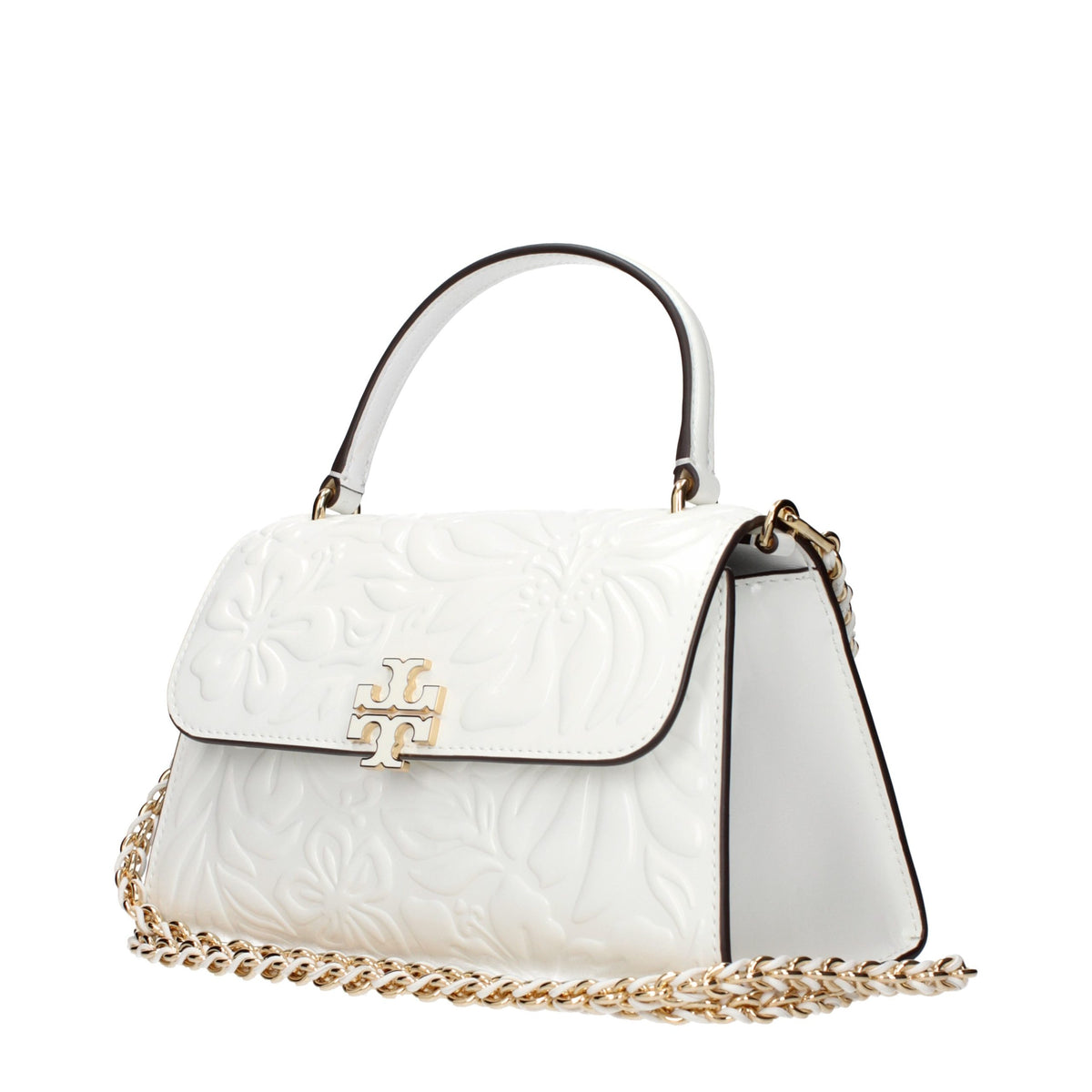 Elevate your style with the Tory Burch White Leather Handbag, a symbol of exquisite craftsmanship and timeless elegance, perfect for the discerning individual.
