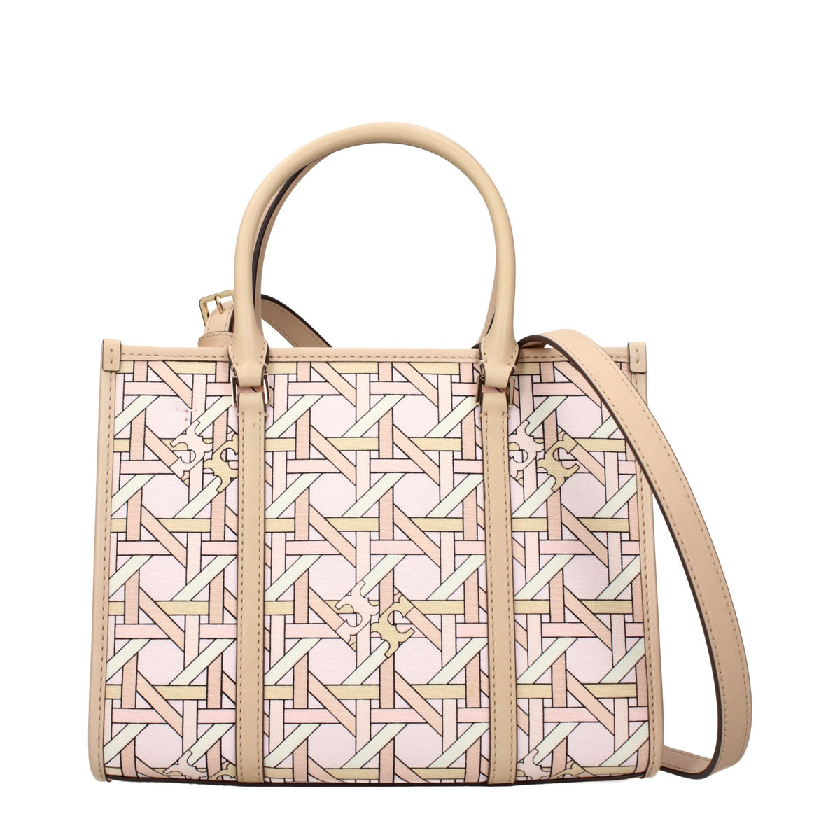 Elevate your style with the Tory Burch Pink Fabric Handbag, a masterpiece of design and sophistication, perfect for those who embody luxury and elegance.