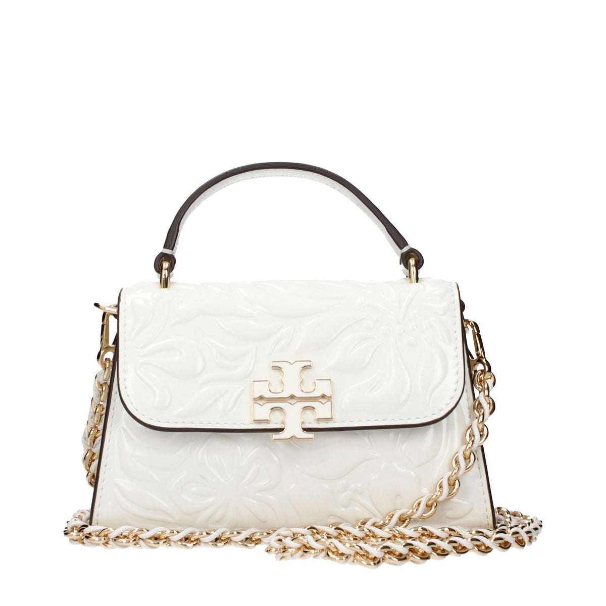 Indulge in the elegance of Tory Burch's White Leather Handbag, a masterpiece of design that embodies luxury, sophistication, and timeless allure for the discerning individual.