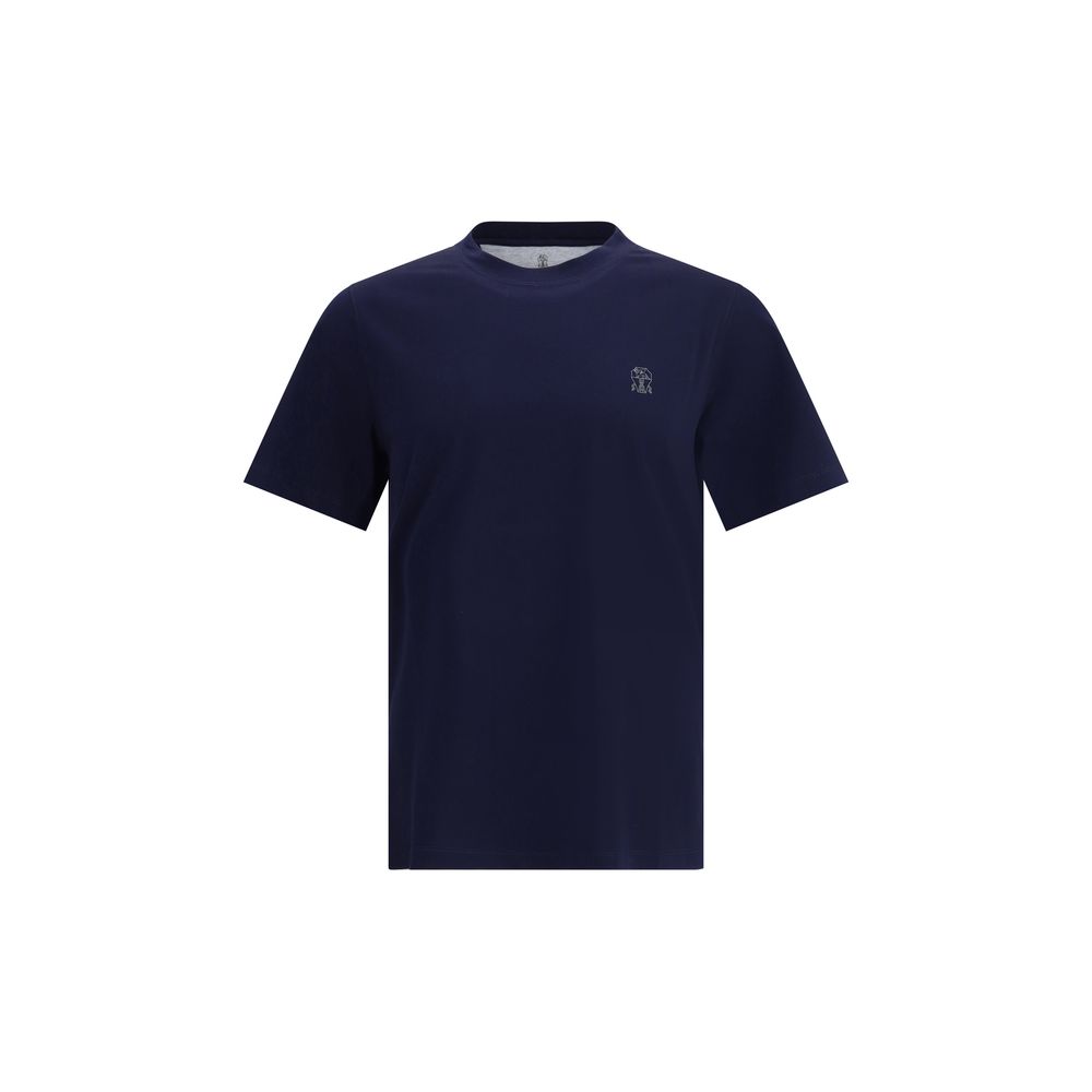 Discover the elegance of the Brunello Cucinelli Blue Cotton T-Shirt, a refined blend of comfort and style, perfect for the discerning individual seeking timeless luxury.