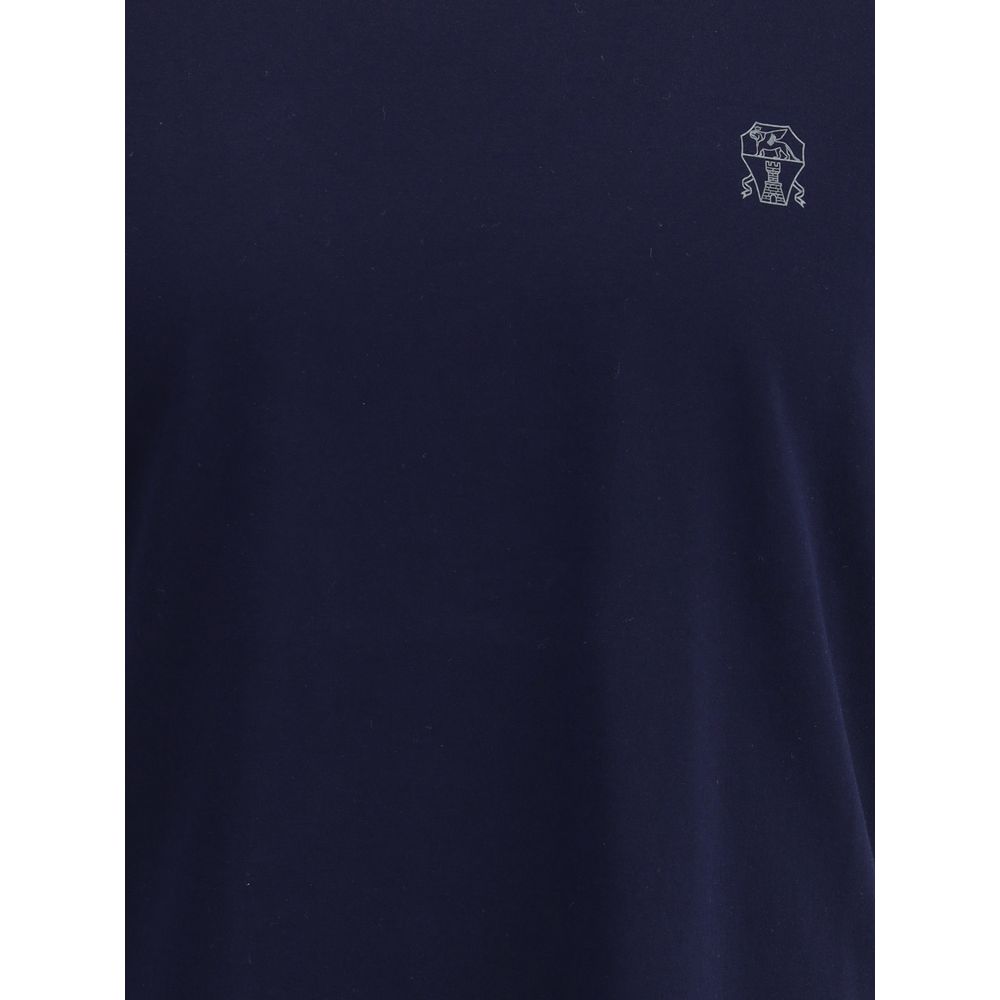 Indulge in the refined elegance of the Brunello Cucinelli Blue Cotton T-Shirt, a luxurious blend of comfort and style, perfect for the discerning individual.