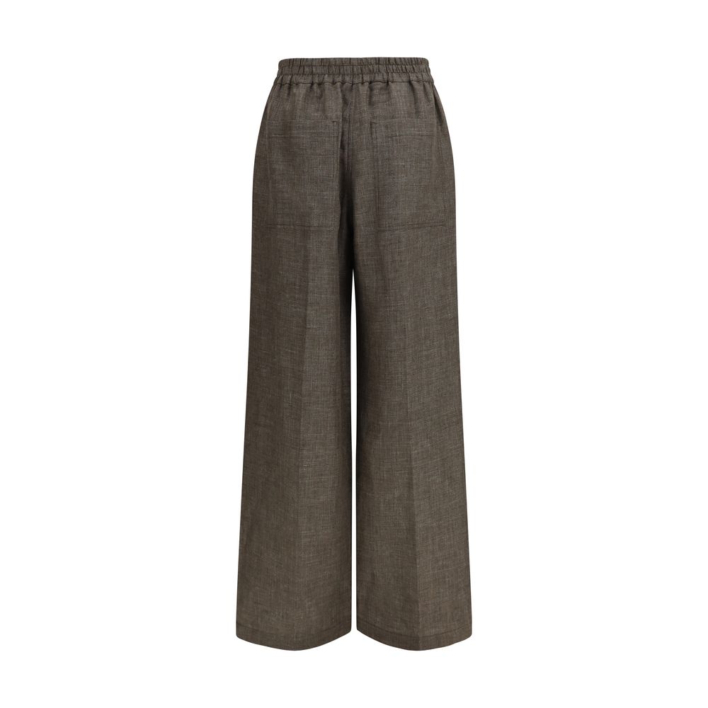 Brunello Cucinelli Brown Linen Casual Pants - Effortless Luxury