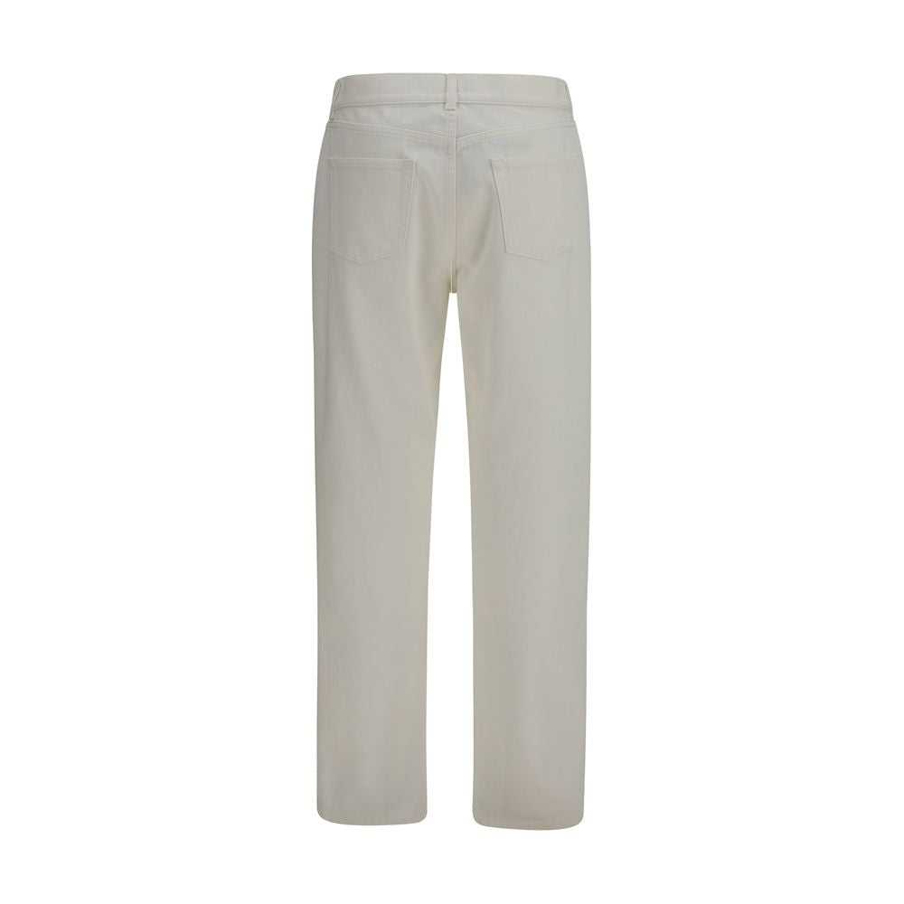 The Row White Cotton Straight-Leg Jeans - Effortless Luxury