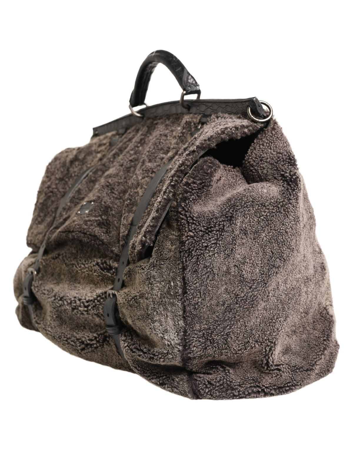 Dolce & Gabbana Black Shearling Leather Messenger Shoulder Men Borse Bag