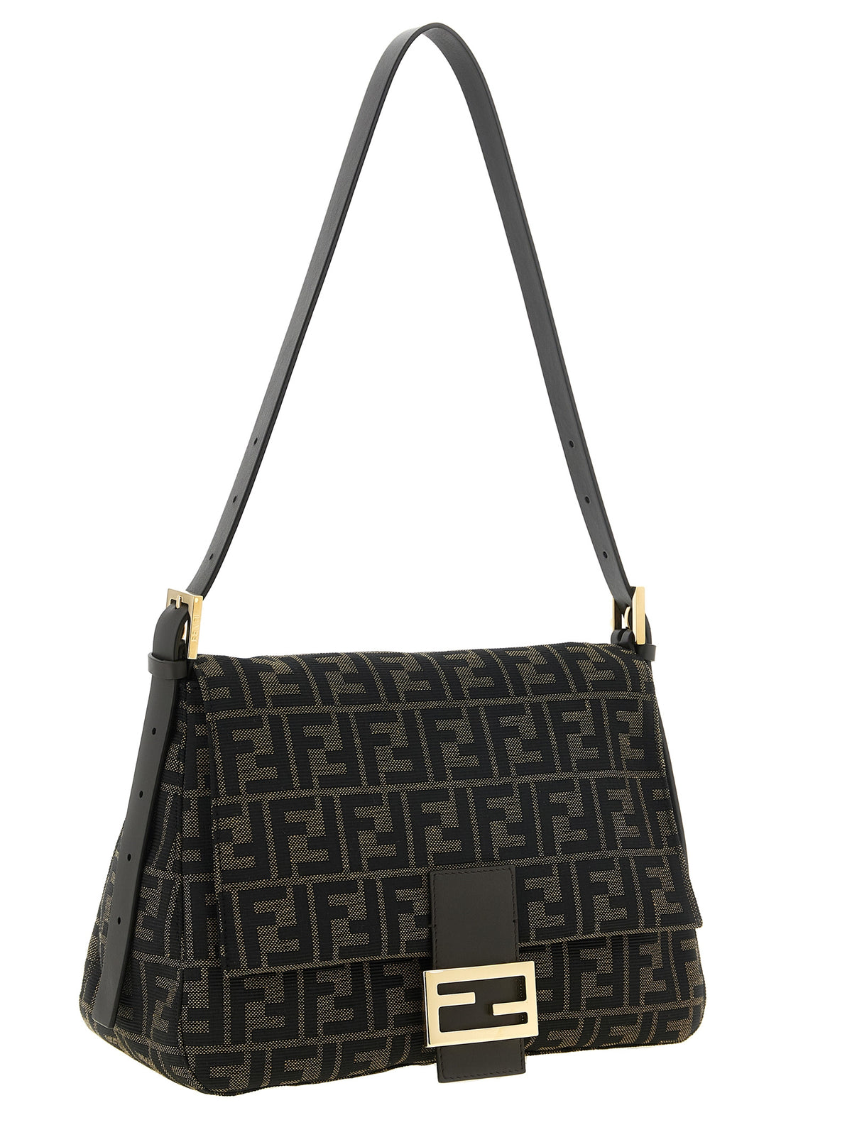 Fendi Flap 26325 Brown Jacquard Shoulder Bag - Timeless Luxury