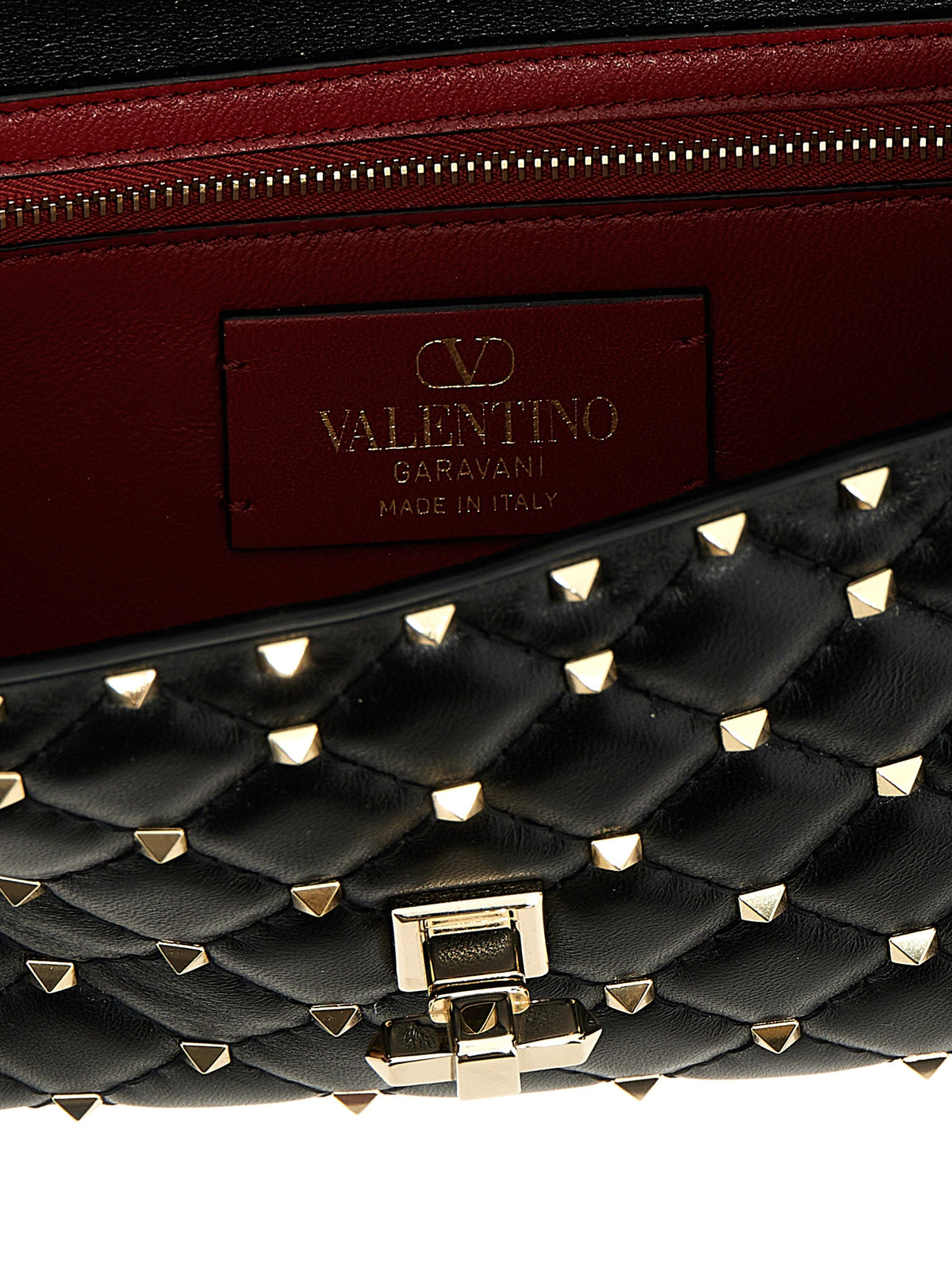 Valentino Garavani Black Lamb Leather Shoulder Bag - Rockstud Spike