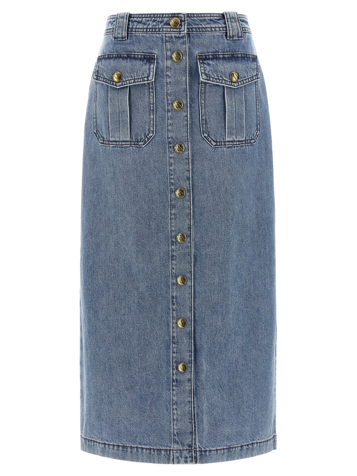Zimmermann Blue Cotton Midi Skirt - Elevate Your Elegance
