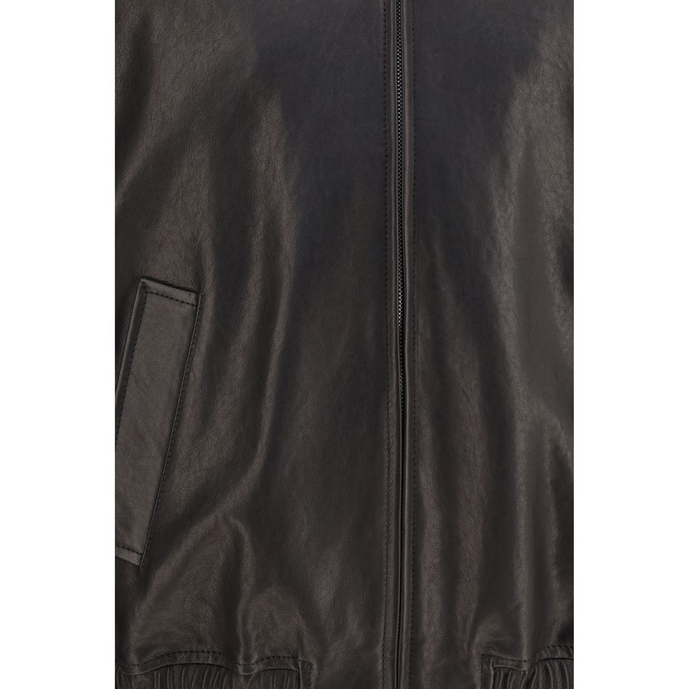 Valentino Garavani Black Lamb Ovis Aries Leather Jacket Luxury