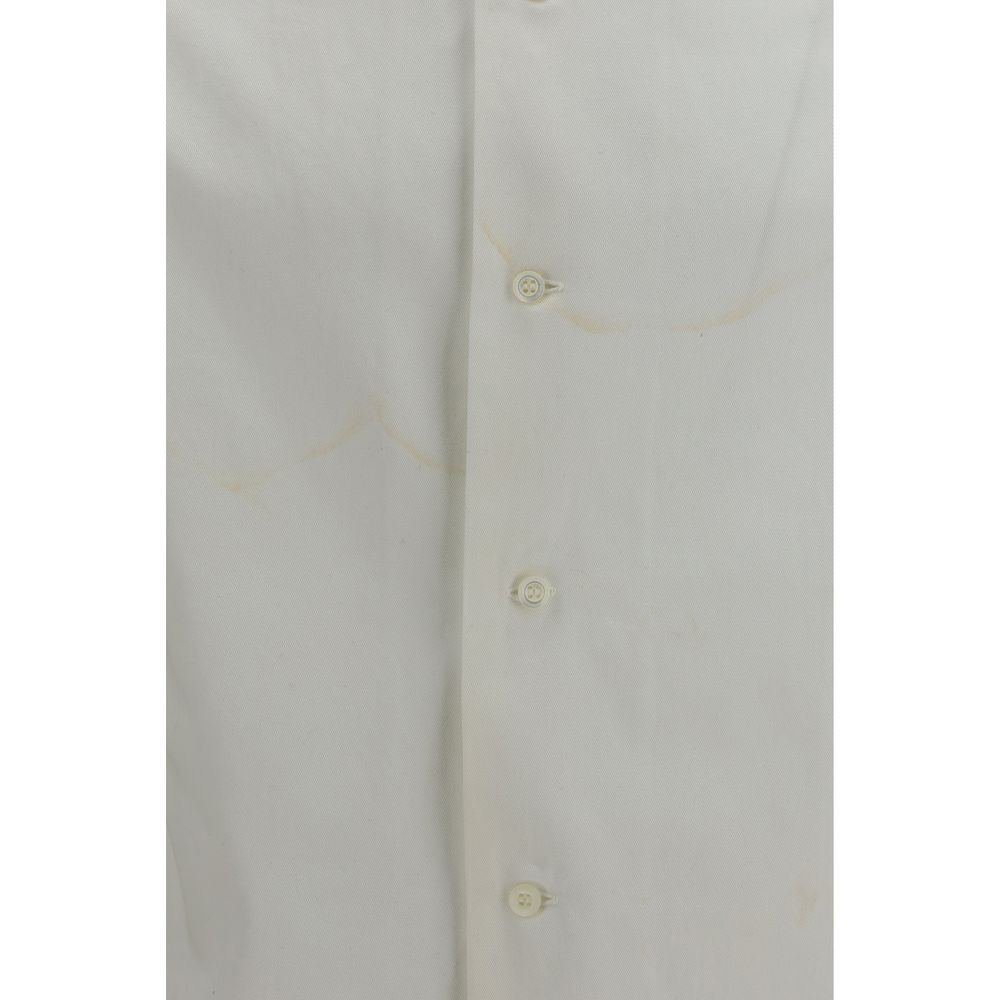 Prada White Cotton Dress Shirt - Distressed Elegance for All