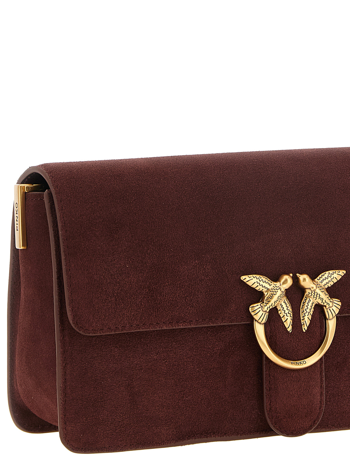 Elevate your style with the PINKO Bordeaux Calfskin Shoulder Bag, a masterpiece of exquisite craftsmanship and timeless elegance, perfect for the discerning individual.