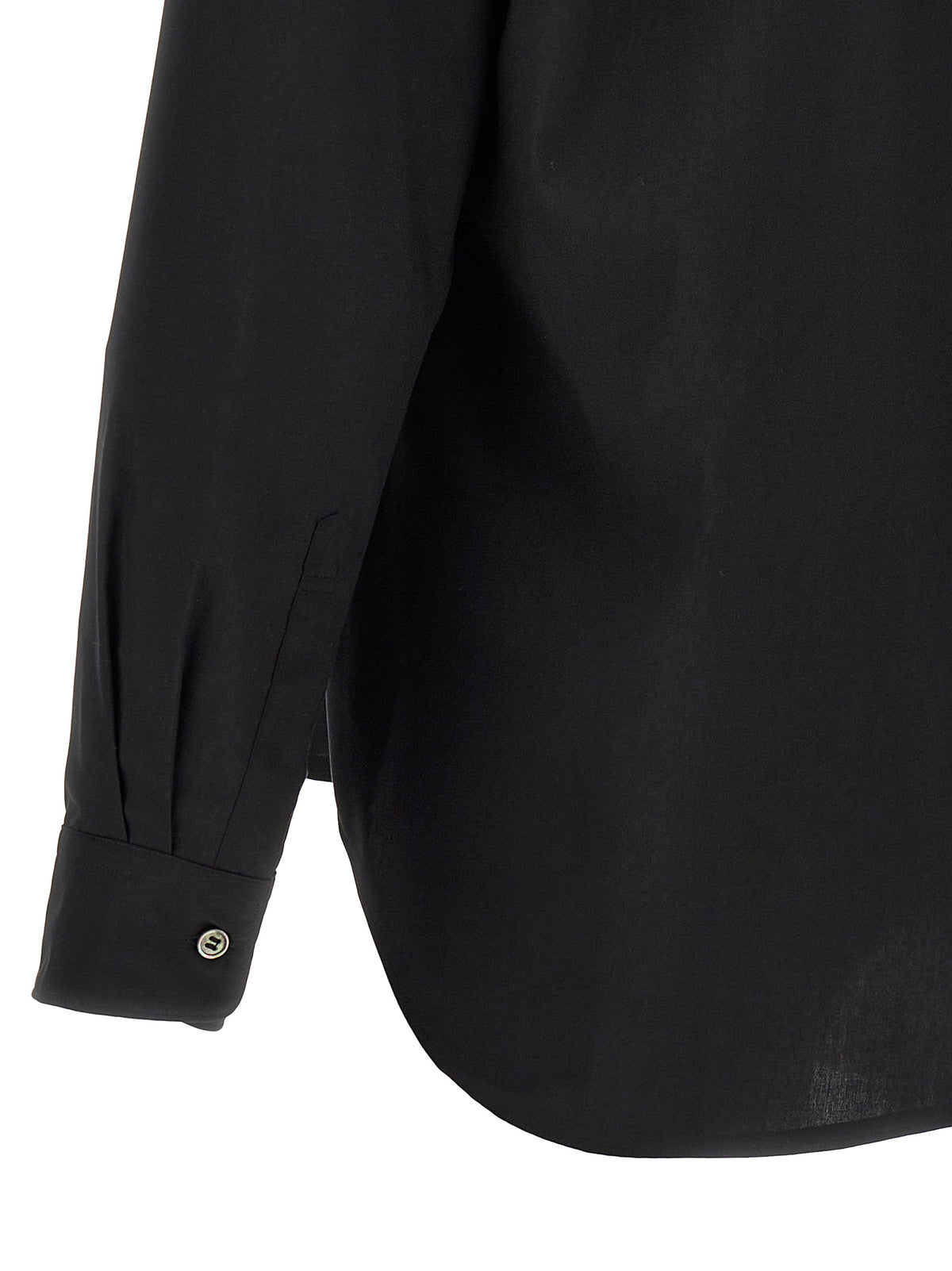 Elevate your wardrobe with the Comme Des Garçons Black Polyester Blouse, a masterpiece of avant-garde design and innovative tailoring that redefines luxury fashion.