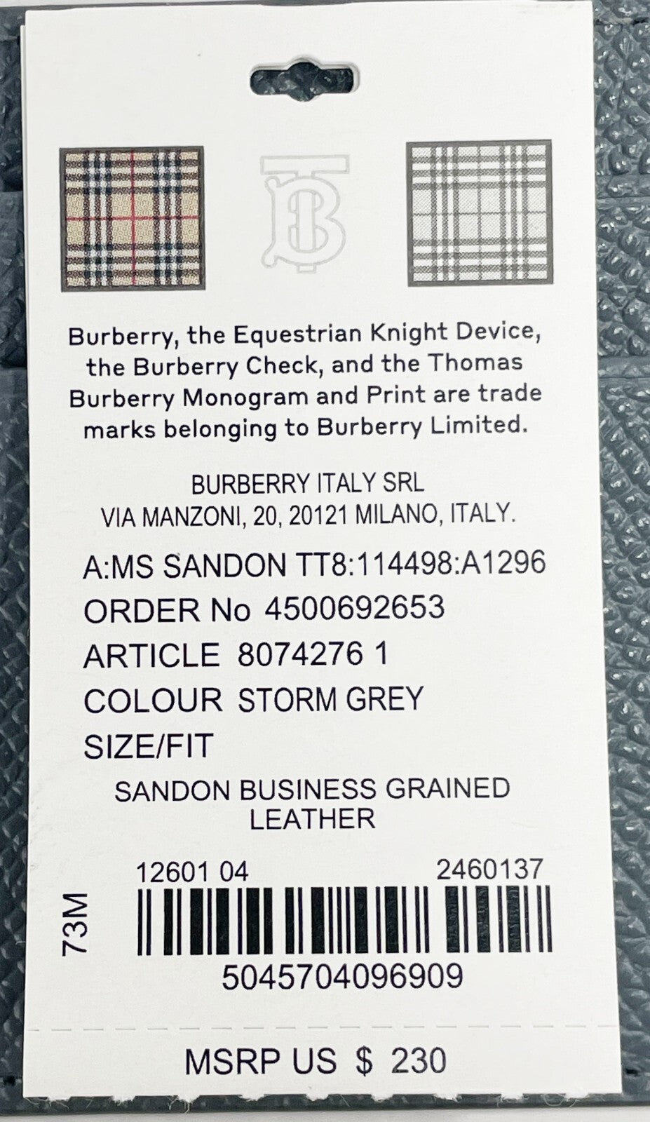 Elevate your elegance with the Burberry Sandon Business Small Grey Grained Leather Card Case Wallet, a masterpiece of craftsmanship and timeless sophistication.