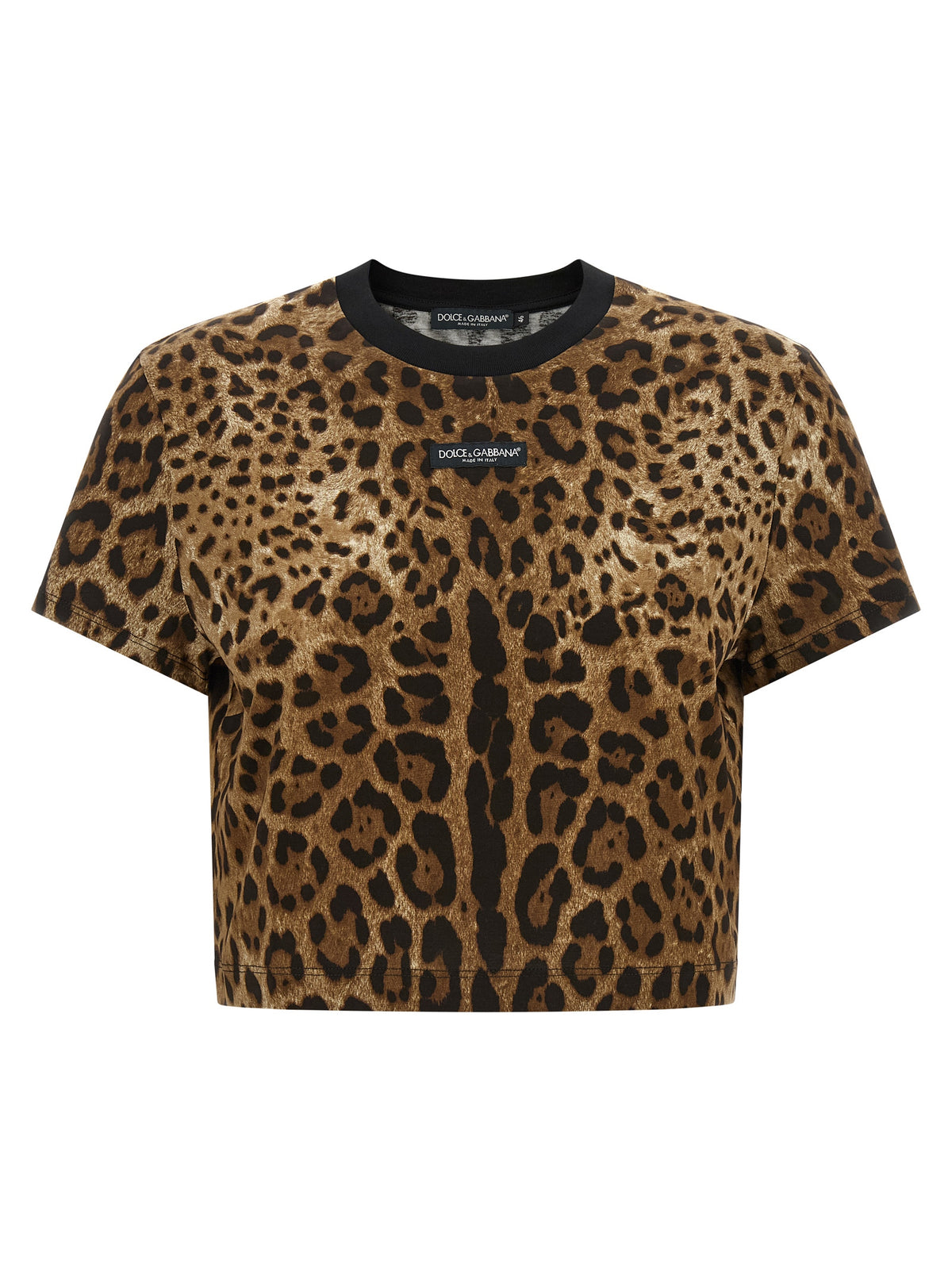 Indulge in the luxurious allure of the Dolce & Gabbana Brown Cotton T-Shirt, a cropped masterpiece crafted from 100% cotton, embodying sophisticated elegance for the discerning fashionista.