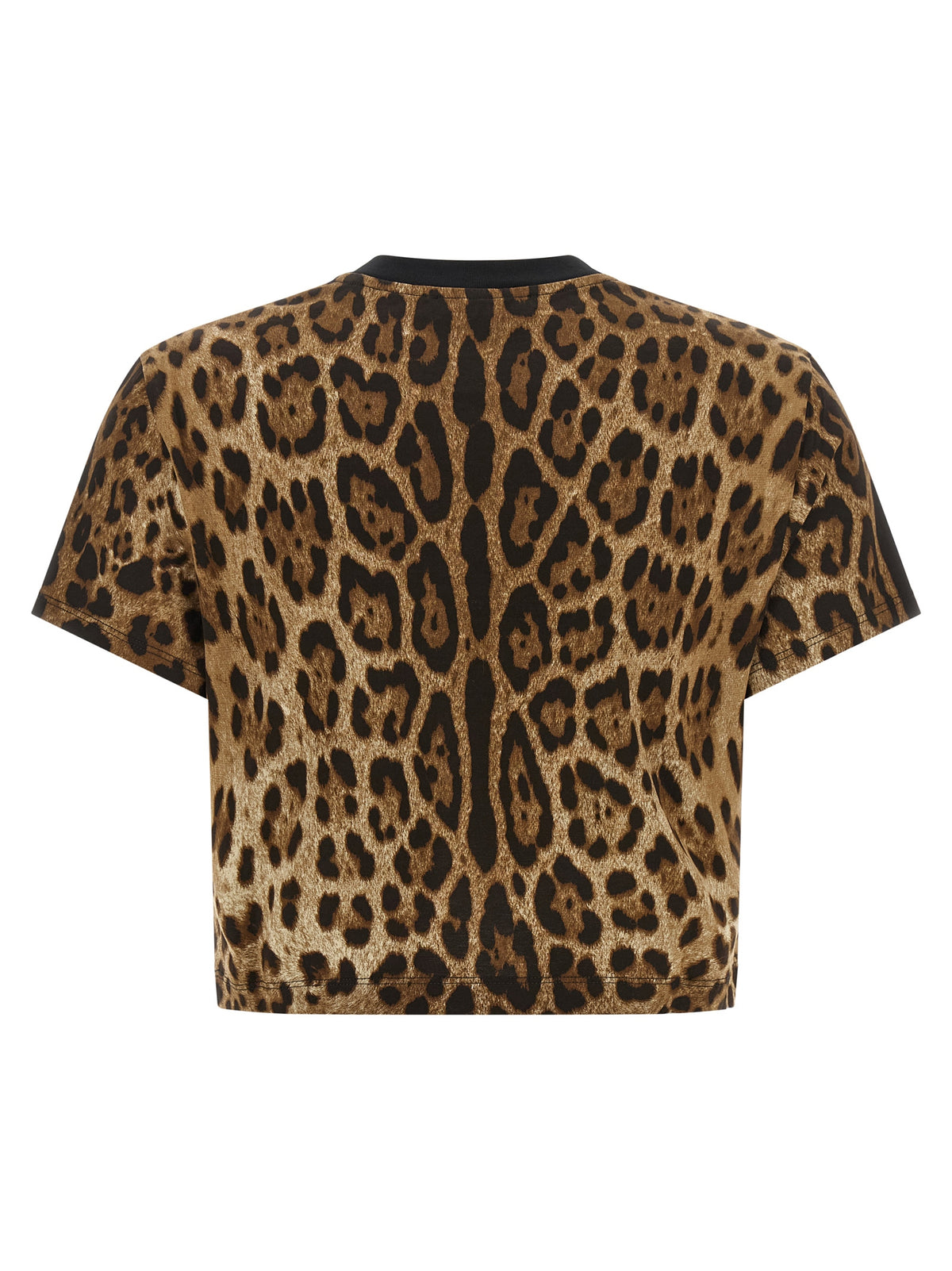 Indulge in the luxurious Dolce & Gabbana Brown Cotton T-Shirt, crafted from 100% cotton with a striking leopard print, embodying sophisticated allure and timeless elegance.